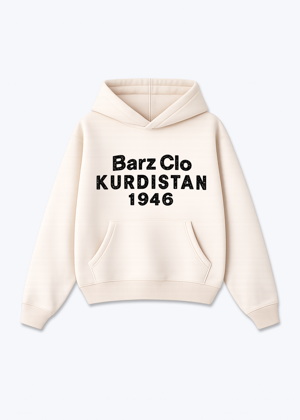 Barz Clo Kurdistan Oversized Hoodie - Beige Front (Designed)