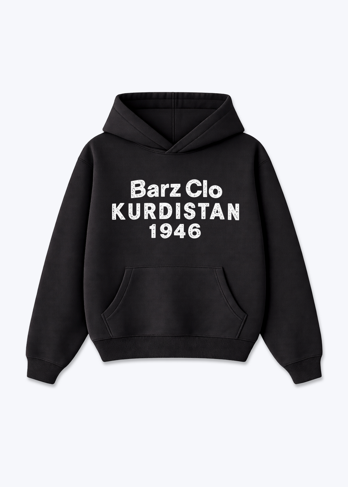 Barz Clo Kurdistan Oversized Hoodie - Black Front (Designed)