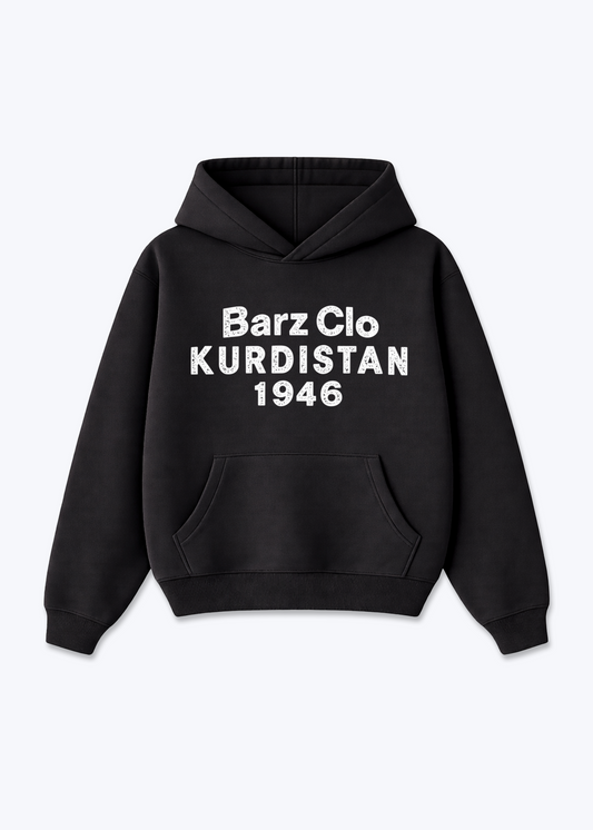 Barz Clo Kurdistan Oversized Hoodie - Black Front (Designed)