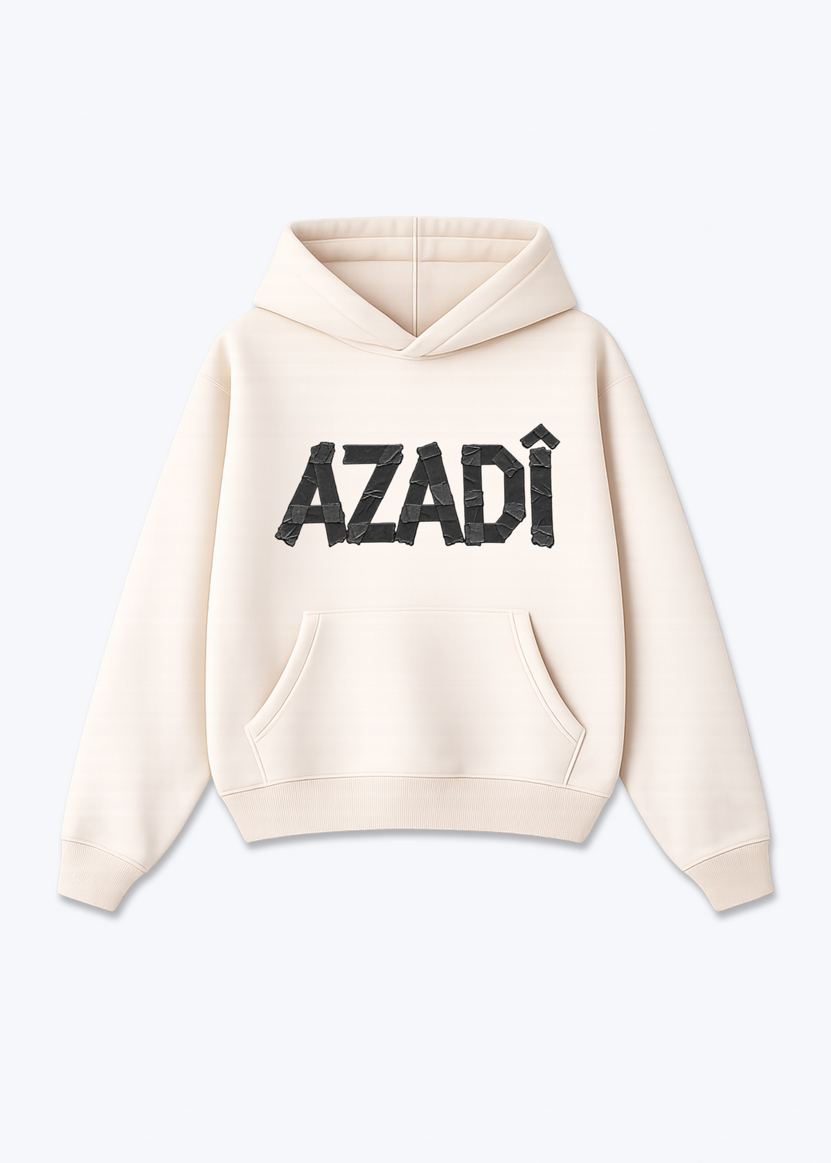 Azadi Oversized Hoodie - Beige Front (Designed)
