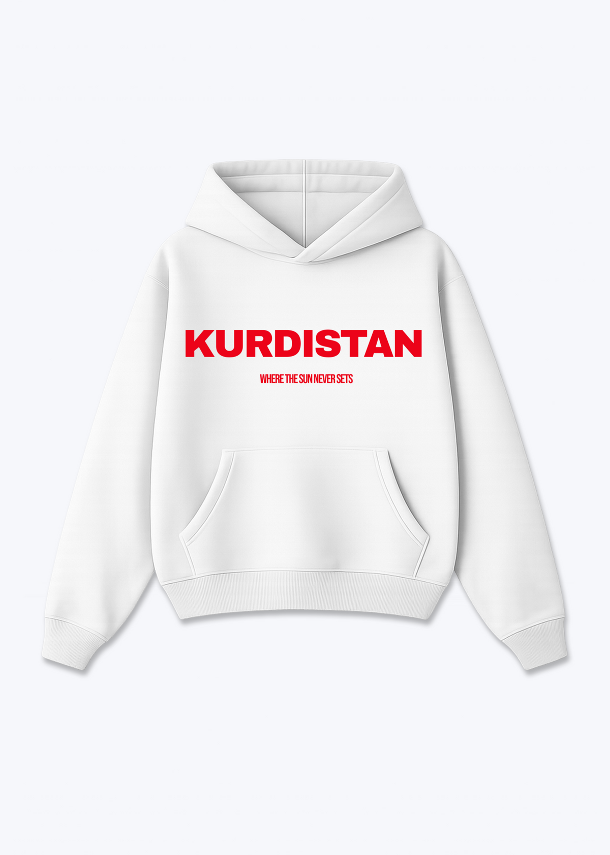 WHERE THE SUN NEVER SETS Oversized Hoodie - White Front (Designed)