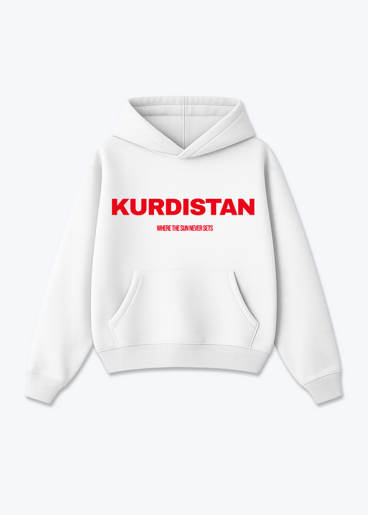 WHERE THE SUN NEVER SETS Oversized Hoodie - White Front (Designed)