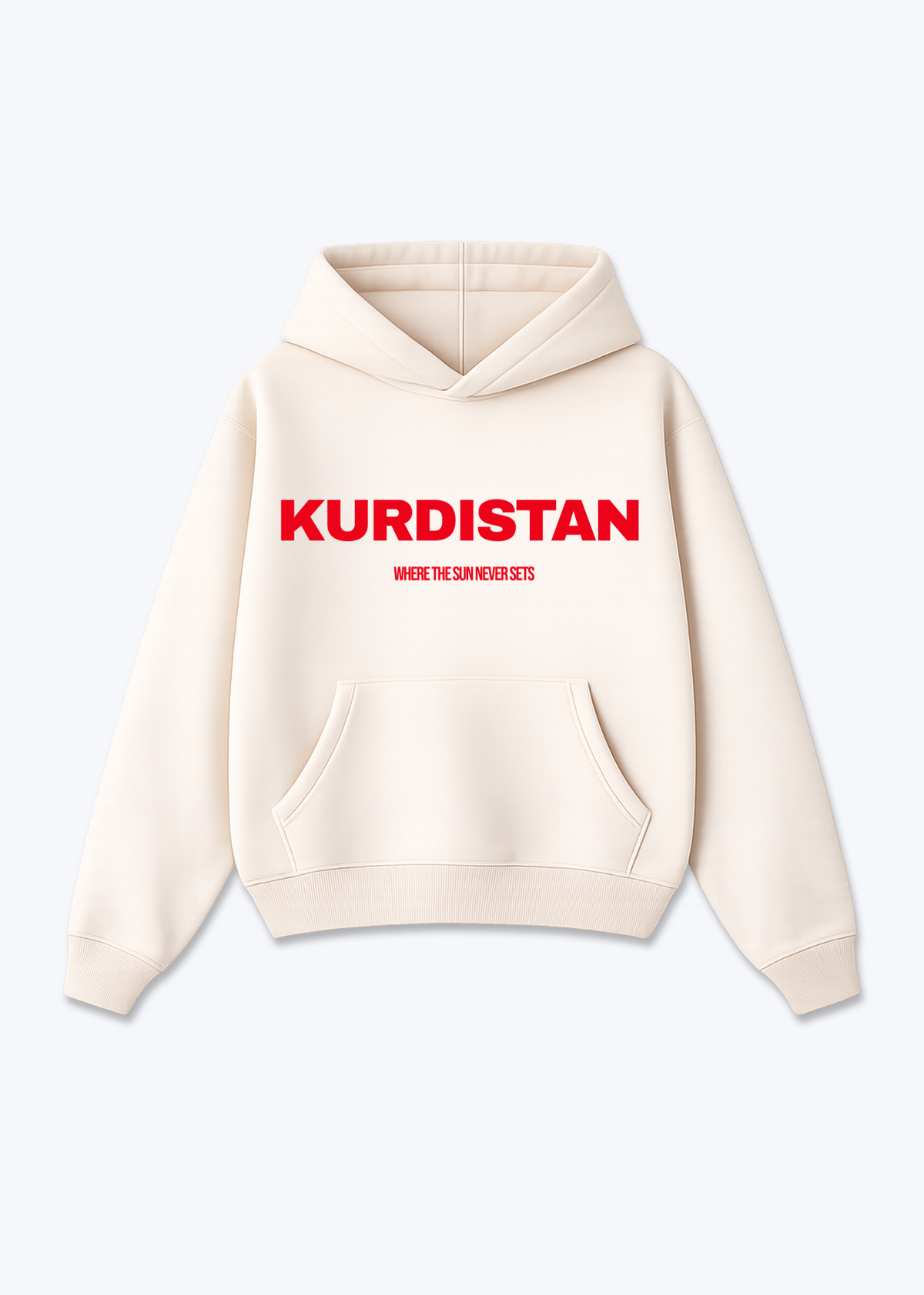 WHERE THE SUN NEVER SETS Oversized Hoodie - Beige Front (Designed)