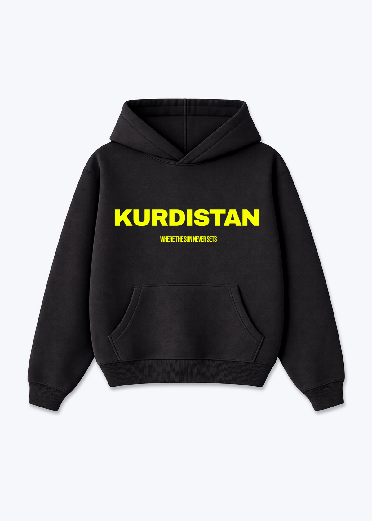 WHERE THE SUN NEVER SETS Oversized Hoodie - Black Front (Designed)