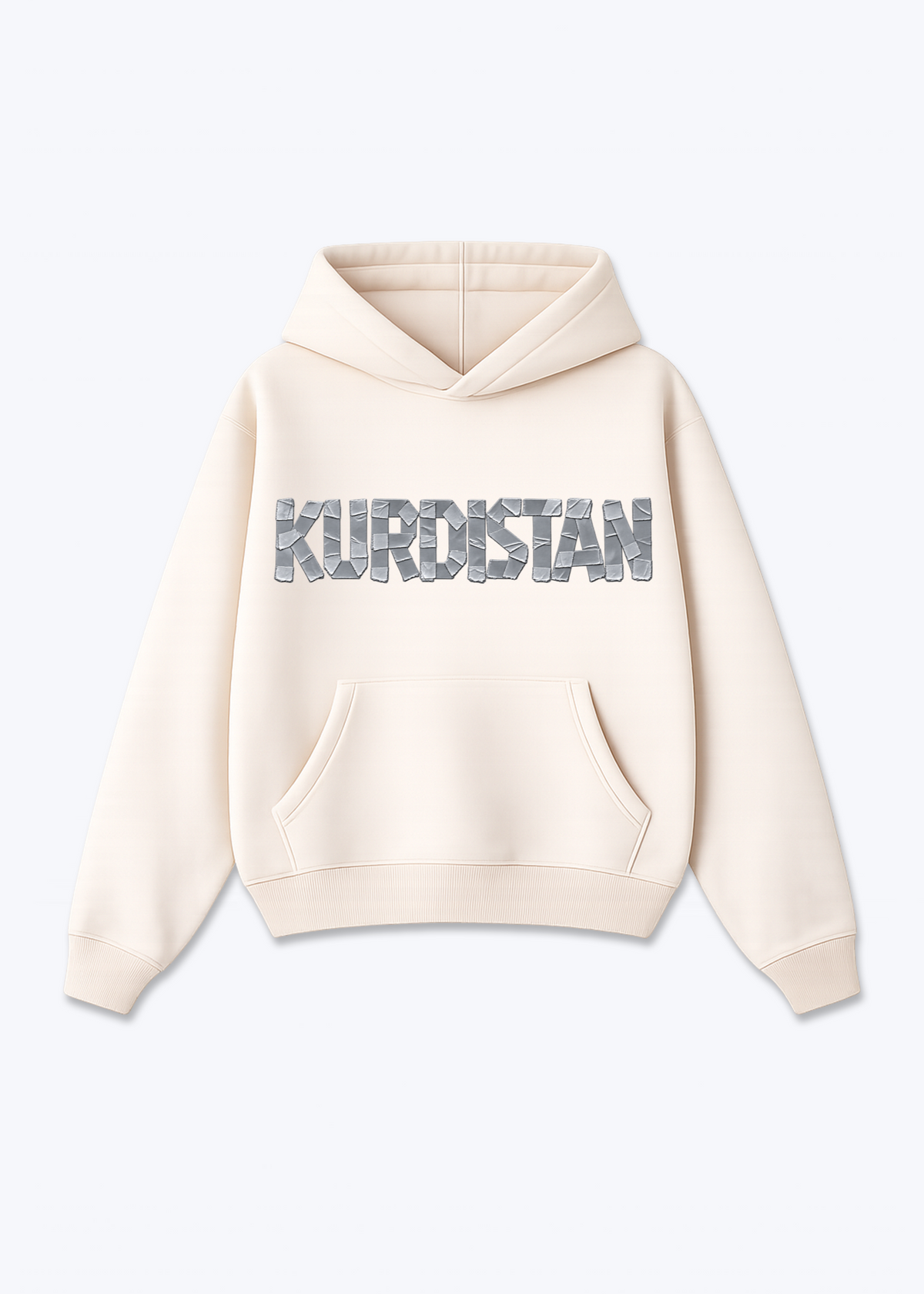 Kurdistan tape Oversized Hoodie - Beige Front (Designed)