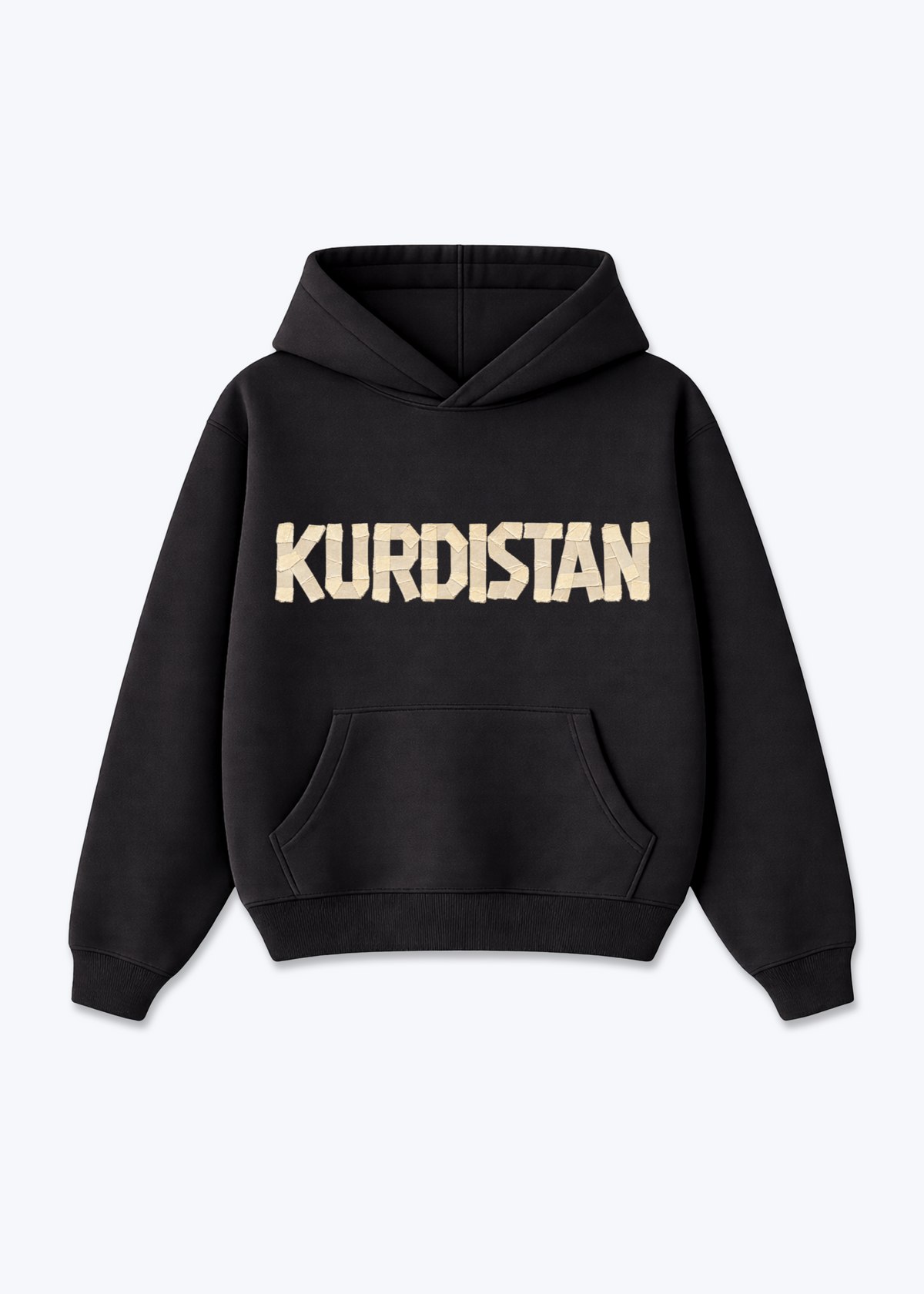 Kurdistan tape Oversized Hoodie - Black Front (Designed)