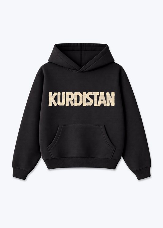 Kurdistan tape Oversized Hoodie - Black Front (Designed)