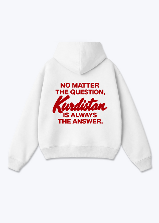kurdistan is always the answer Oversized Hoodie - White Back (Designed)