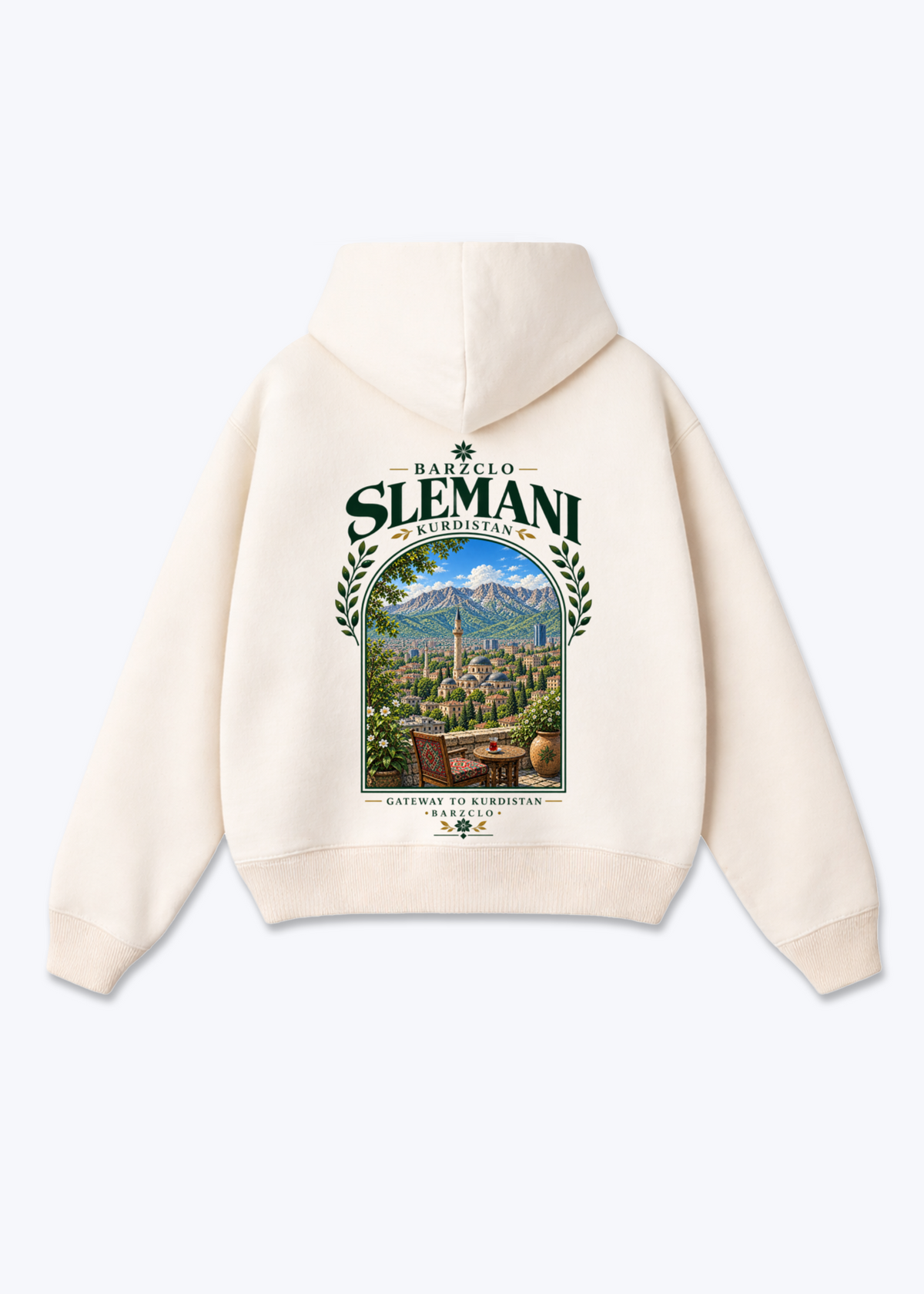 Slemani Gateway Oversized Hoodie - Beige Back (Designed)