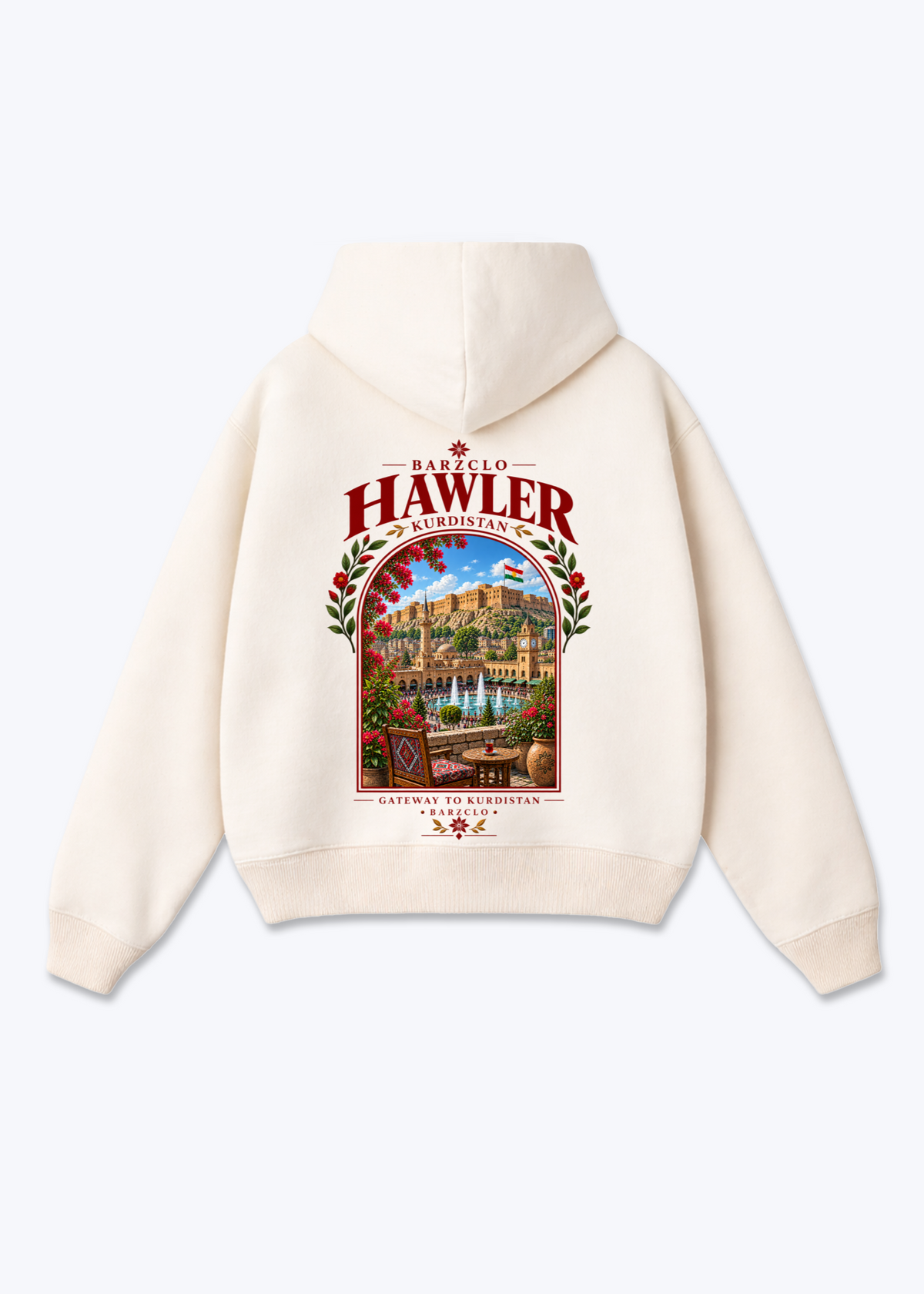 Hawler Gateway Oversized Hoodie - Beige Back (Designed)