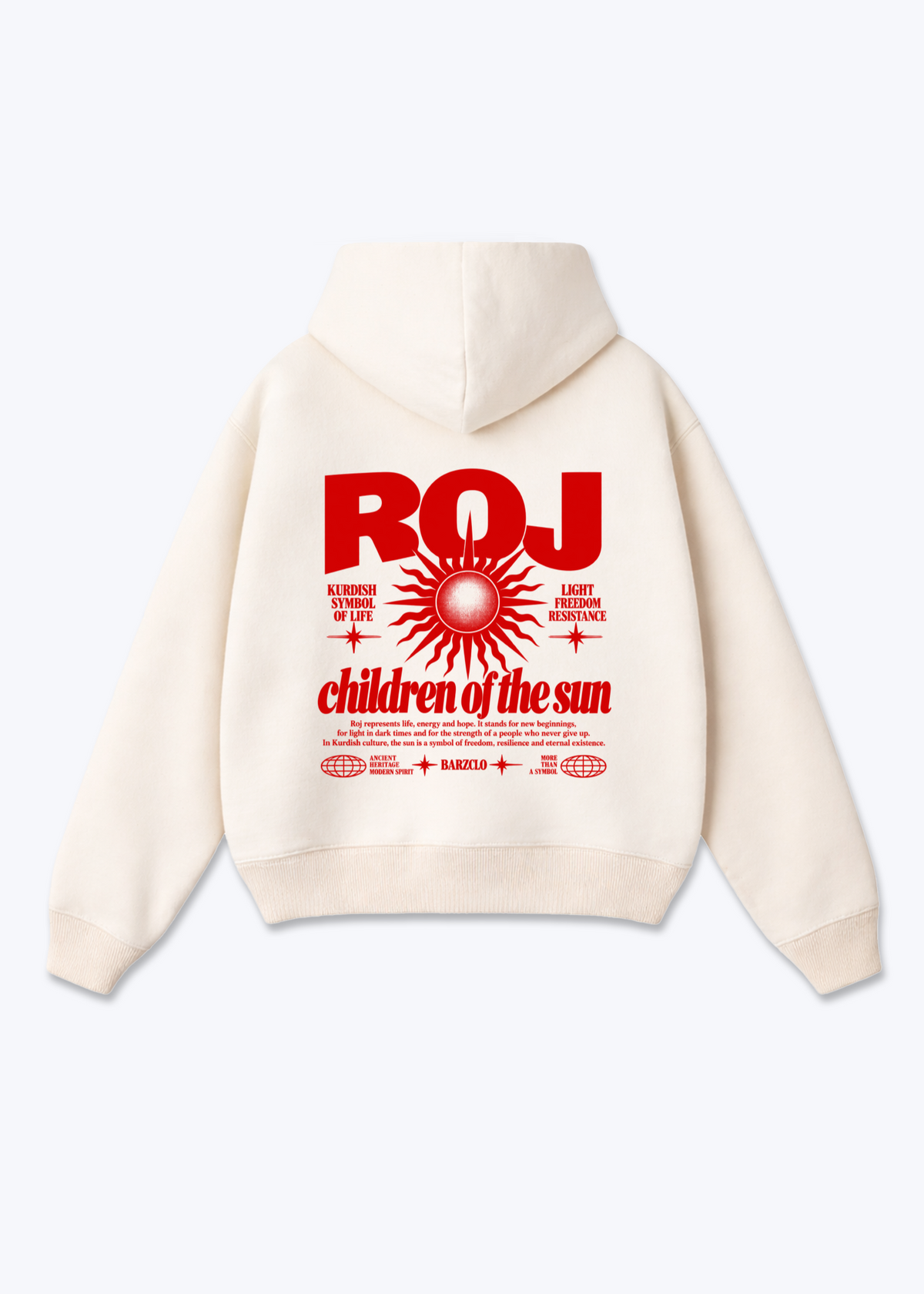 Roj Oversized Hoodie - Beige Back (Designed)