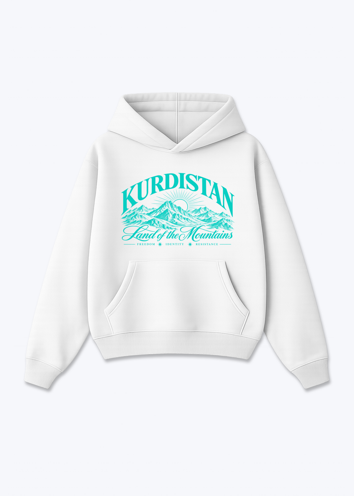 Land of the Mountains Oversized Hoodie - White Front (Designed)