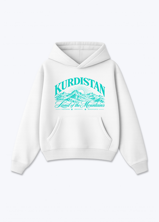 Land of the Mountains Oversized Hoodie - White Front (Designed)