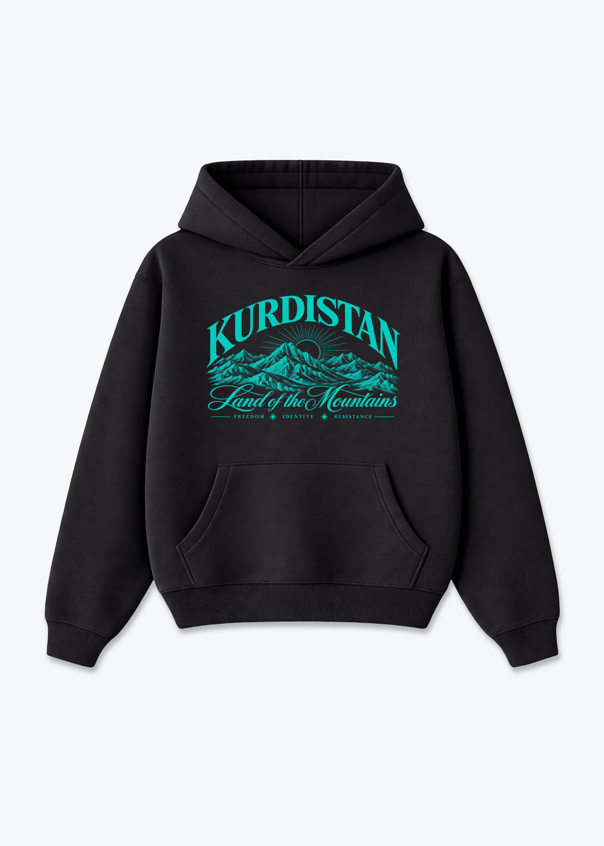 Land of the Mountains Oversized Hoodie - Black Front (Designed)
