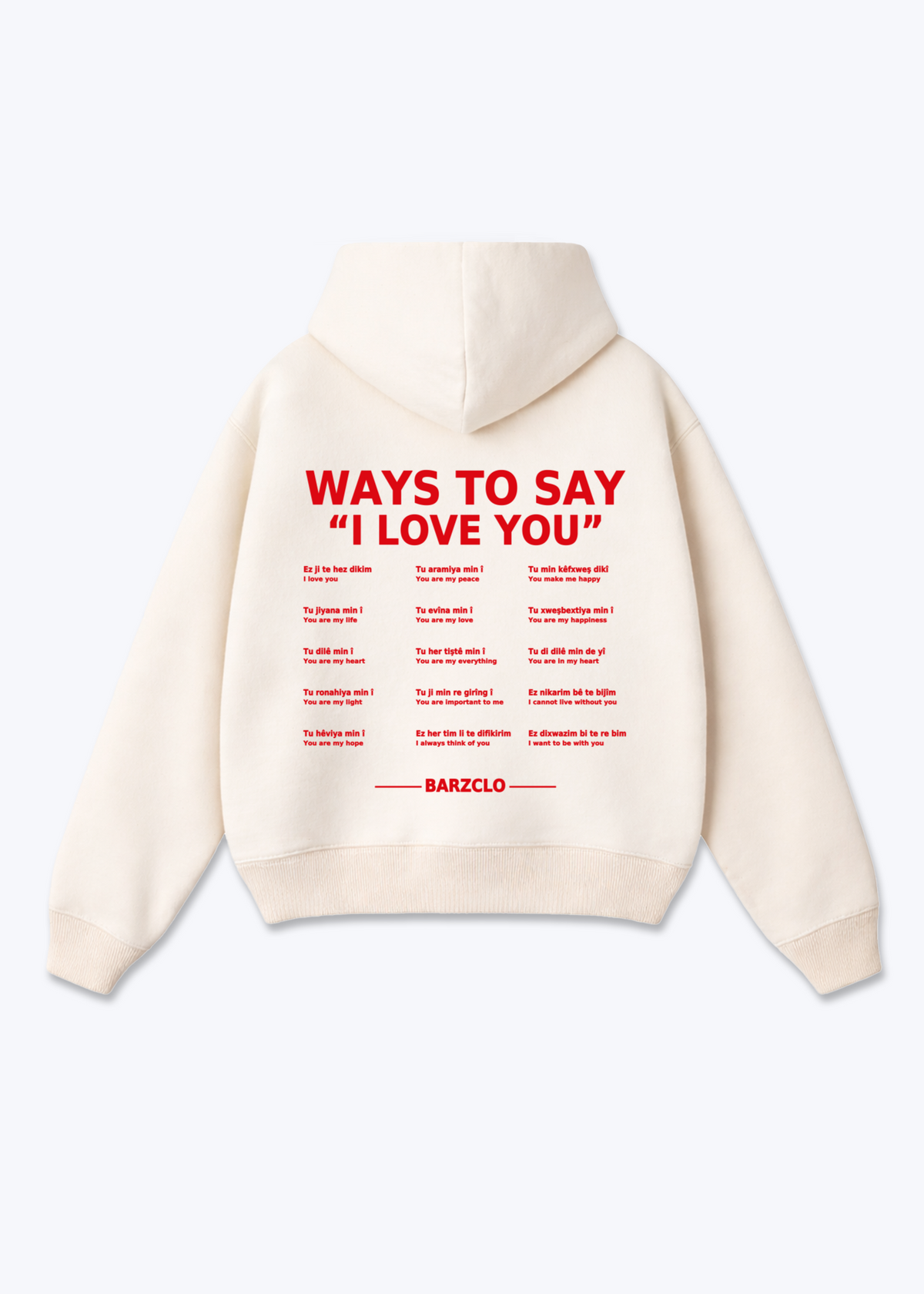 Ways to say i love you Oversized Hoodie - Beige Back (Designed)