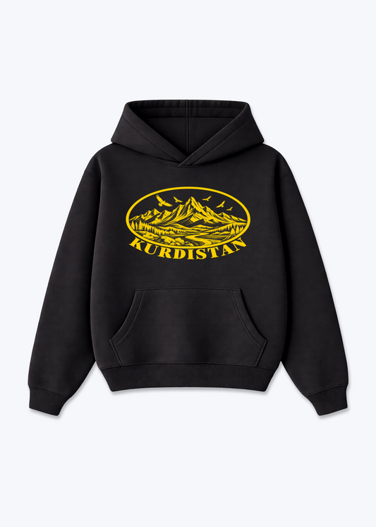 Mountains of Kurdistan Oversized Hoodie - Black Front (Designed)