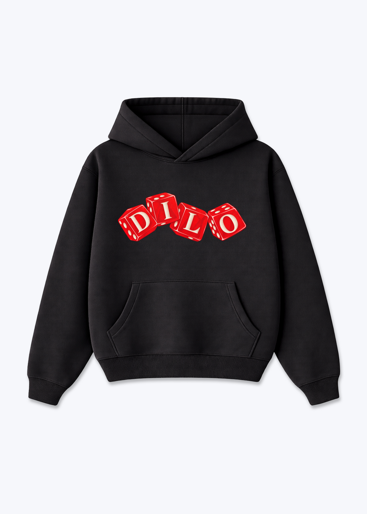 Dilo Oversized Hoodie - Black Front (Designed)