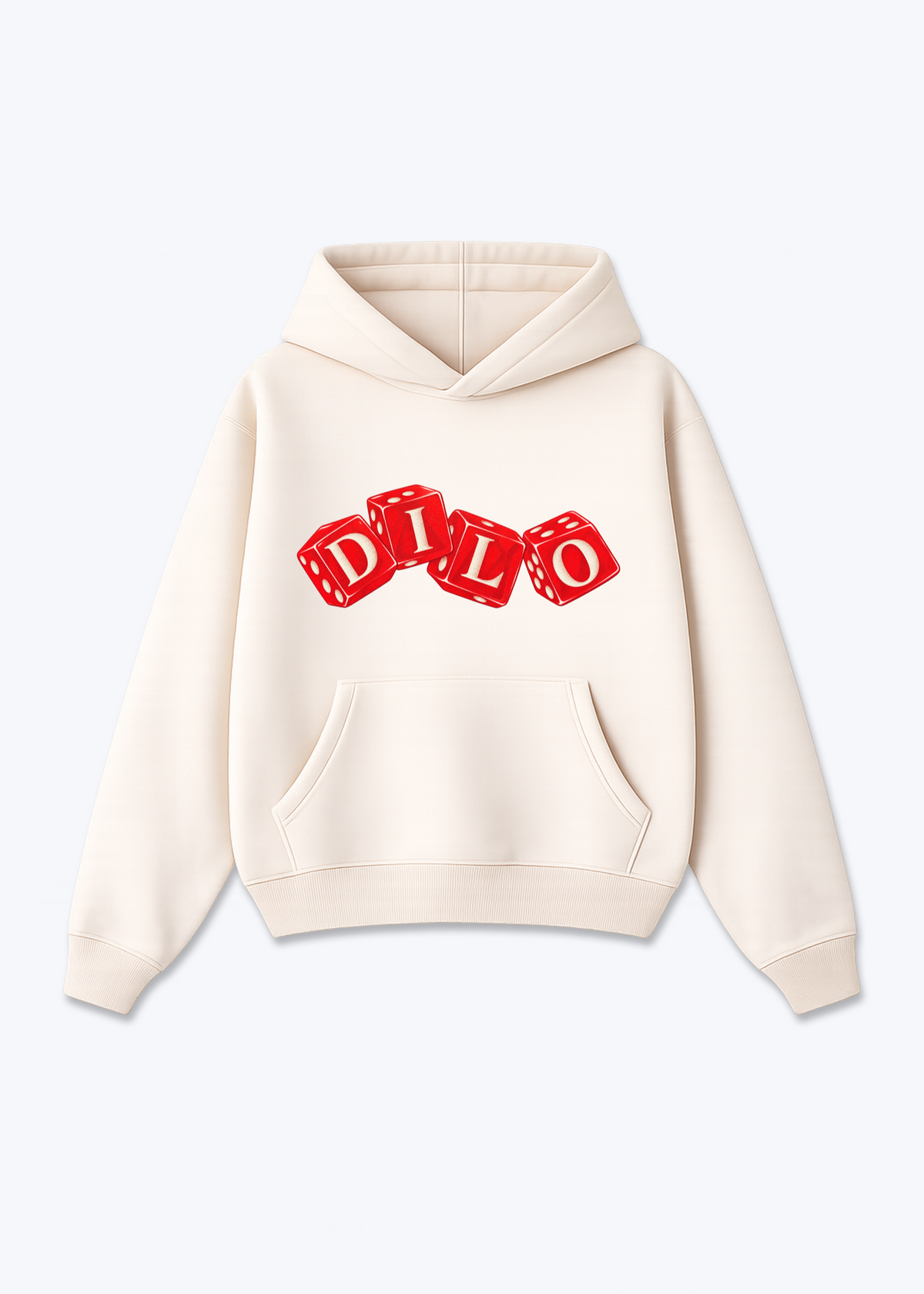 Dilo Oversized Hoodie - Beige Front (Designed)