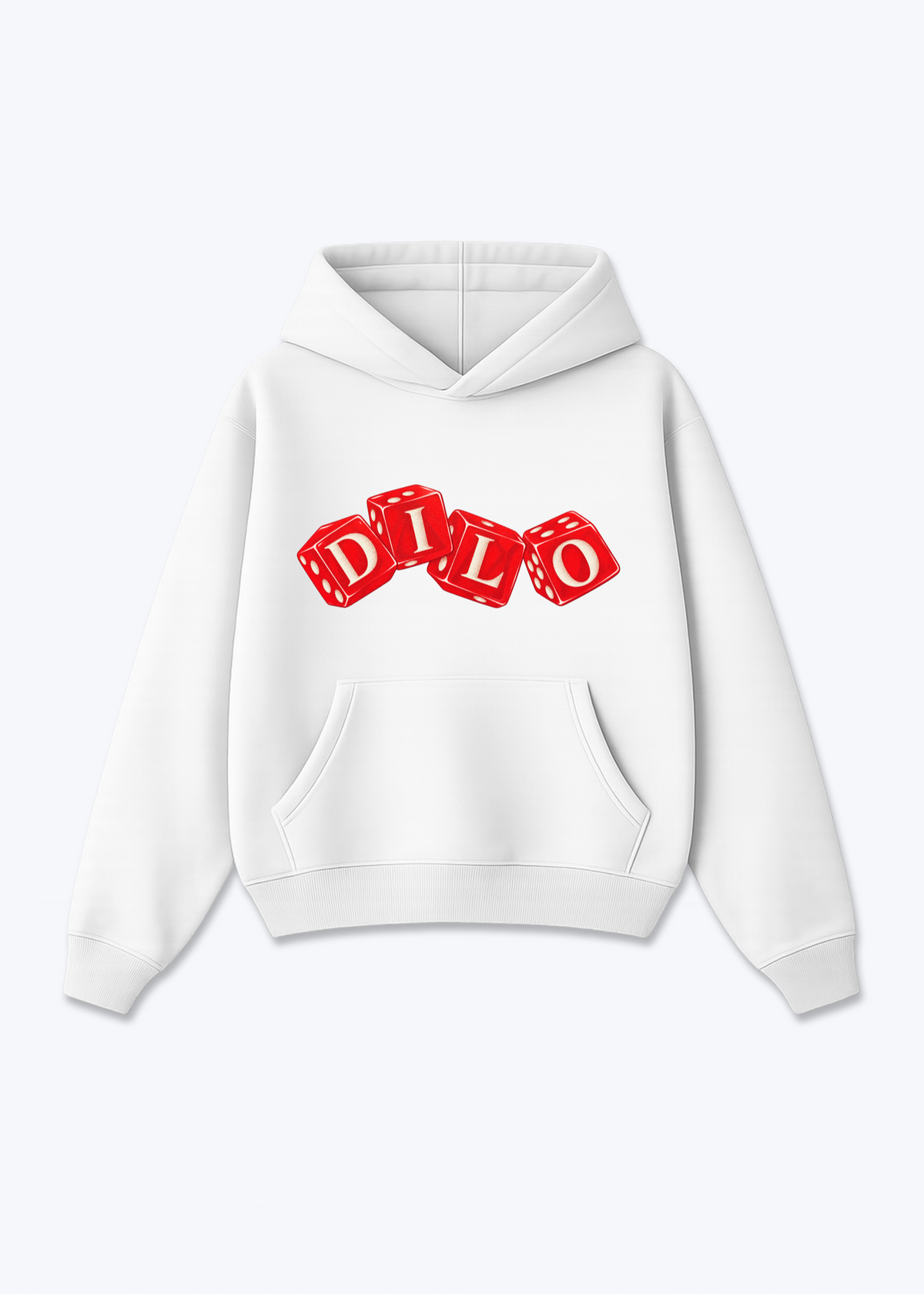 Dilo Oversized Hoodie - White Front (Designed)